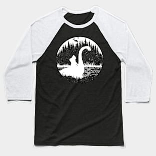 Bigfoot Riding Loch Ness Monster Baseball T-Shirt